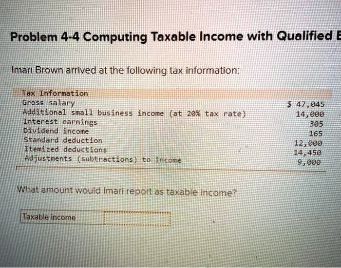 Imari Brown Arrived At The Following Tax Information