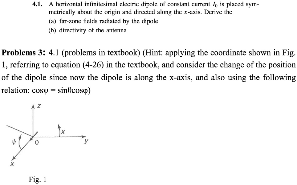 SOLVED: 4.1. A horizontal infinitesimal electric dipole of constant ...