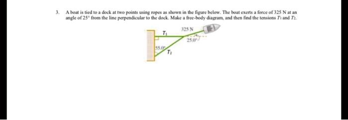 3. A boat is tied to a dock at two points using ropes as shown in the ...