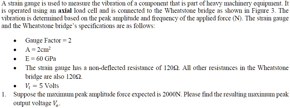 SOLVED: A strain gauge is used to measure the vibration of a component ...