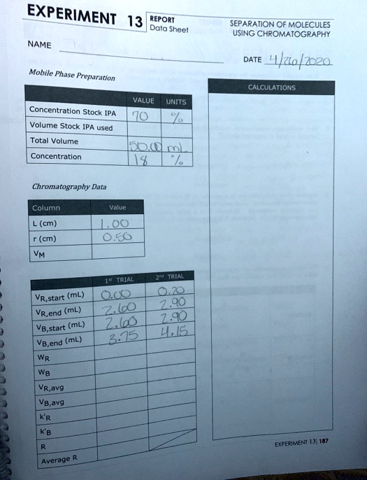 experiment 13 report sheet