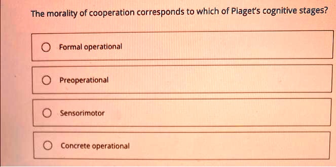 SOLVED The morality of cooperation corresponds to which of