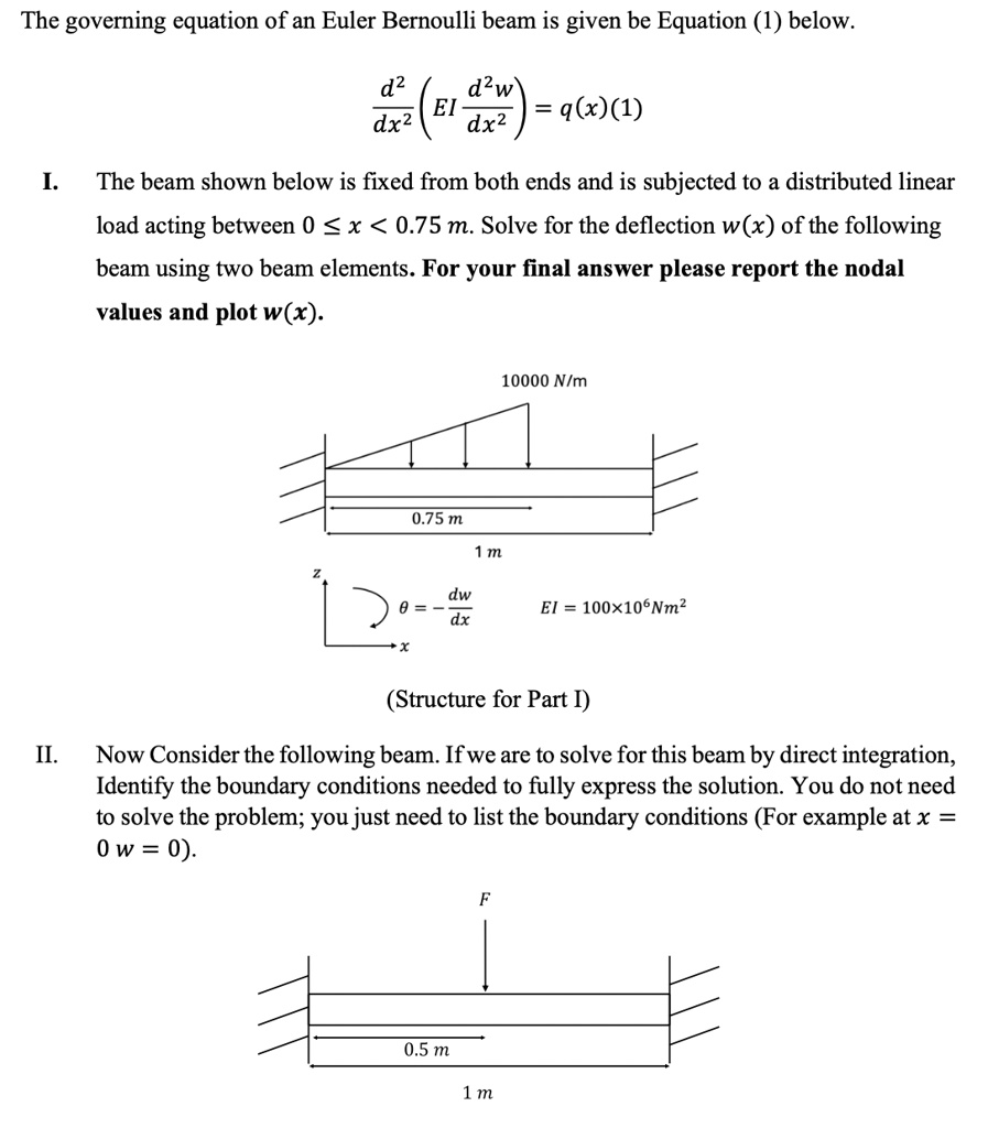 the governing equation of an euler bernoulli beam is given be equation ...