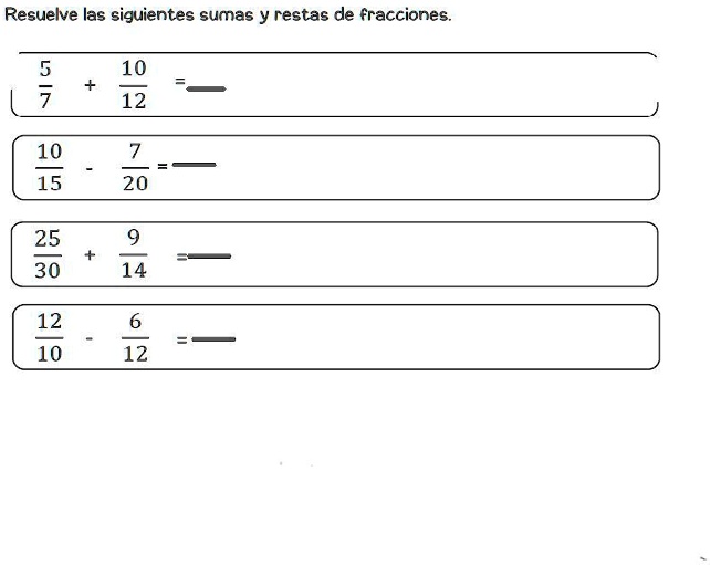 Solved Resuelve Las Siguientes Sumas Y Restas De Fracciones Resuelve Las Siguientes Sumas Y