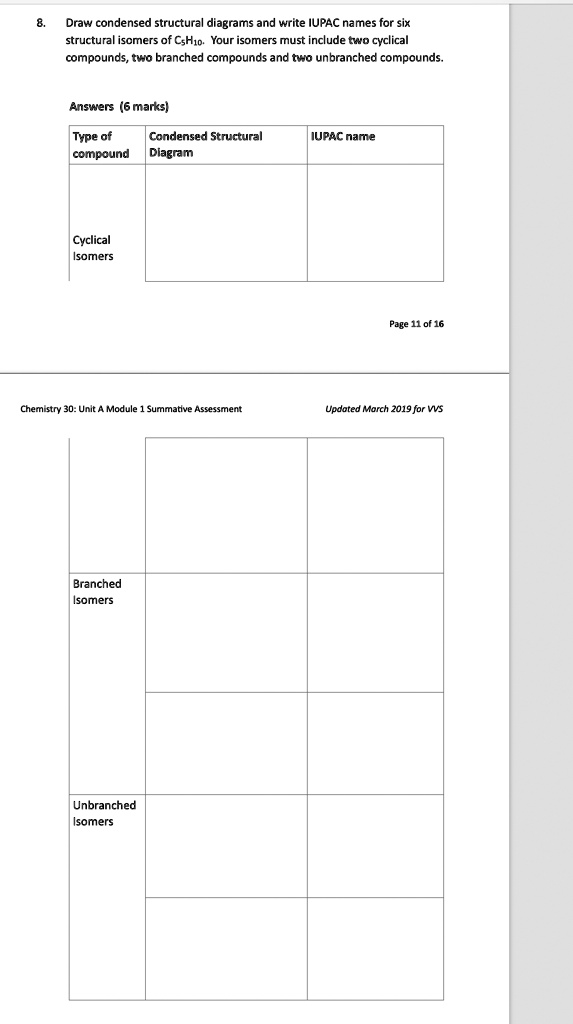 Solved Draw Condensed Structural Diagrams And Write Iupac Names For