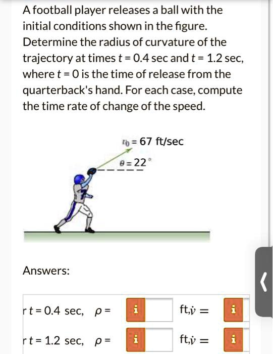 SOLVED A football player releases a ball with the initial conditions