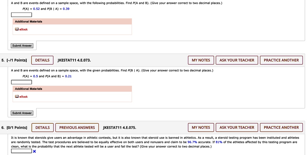 SOLVED: Text A: A And B Are Events Defined On A Sample Space, With The ...