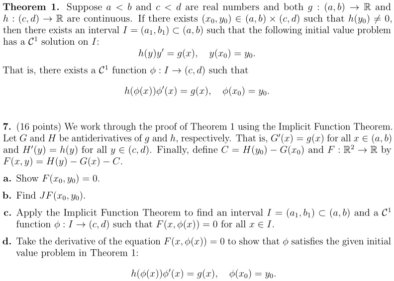 Solved Theorem Suppose H And Are Real Numbers And Both G A B Ir And C D Are Continuous If There Exists 40 Yo A B X C D Such That H Yo 0 Then There