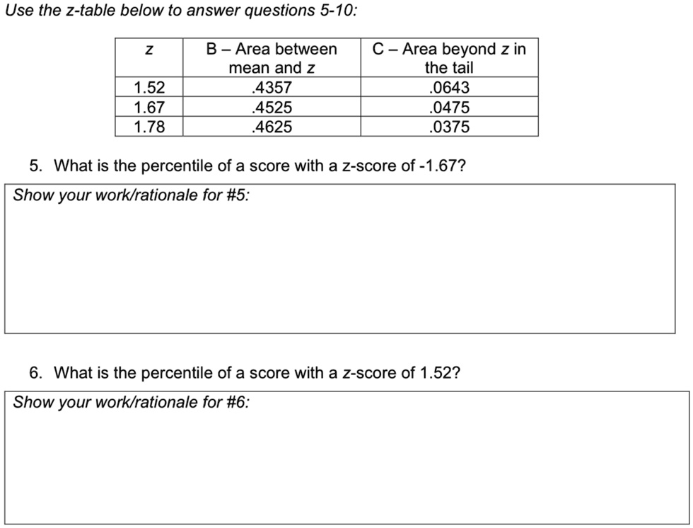 SOLVED Use the ztable below to answer questions 510 able[[z, able