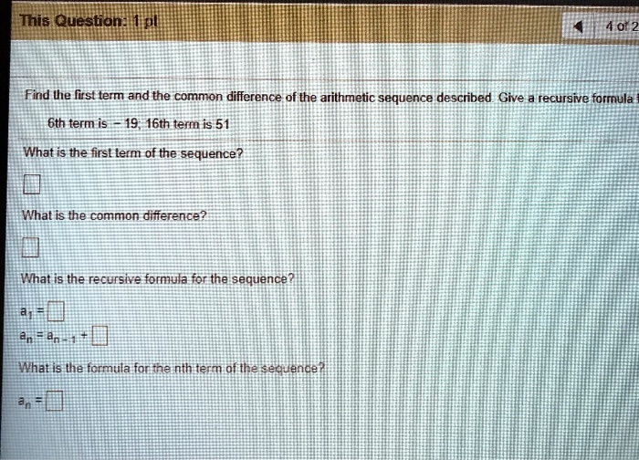 SOLVED: This Question: Find the first term and the common difference of ...