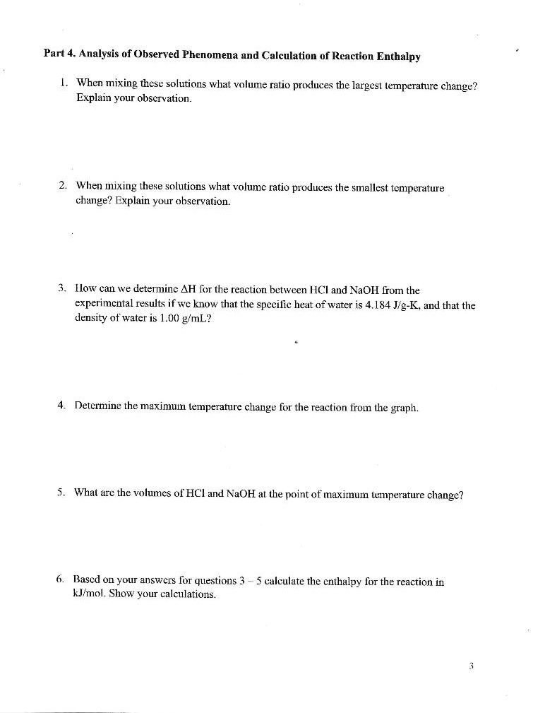 part 4 analysis of observed phenomena and calculation of reaction ...