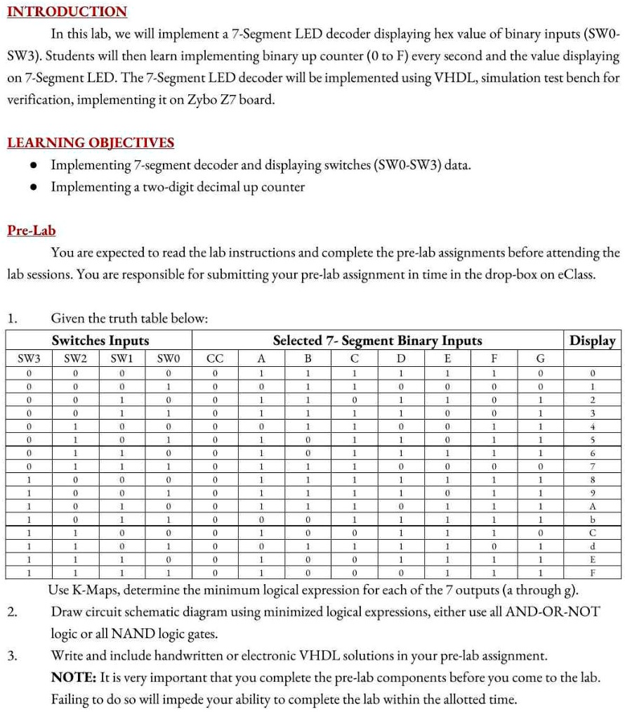 SOLVED: INTRODUCTION In this lab, we will implement a 7-Segment LED ...