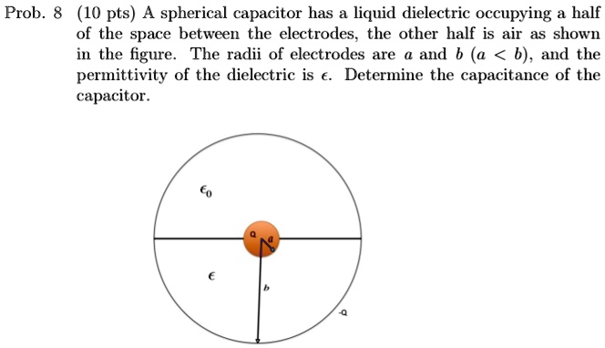 prob 8 10 pts a spherical capacitor has a liquid dielectric occupying a ...