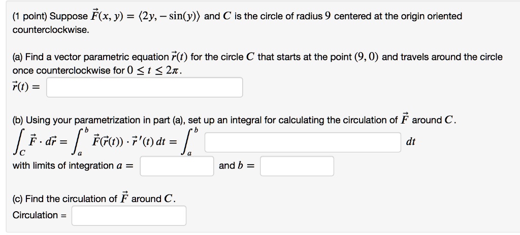 Point Suppose F X Y 2y Sin Y And C Is The Cir… Solvedlib