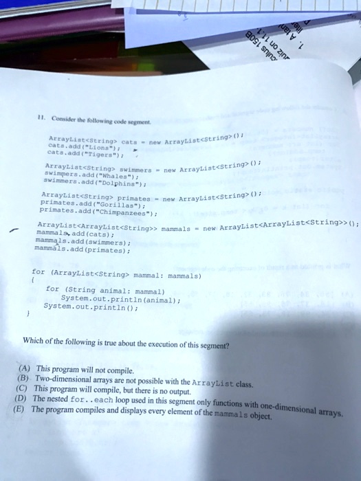 SOLVED: Consider the following code segment: cats.add("Lions"); cats