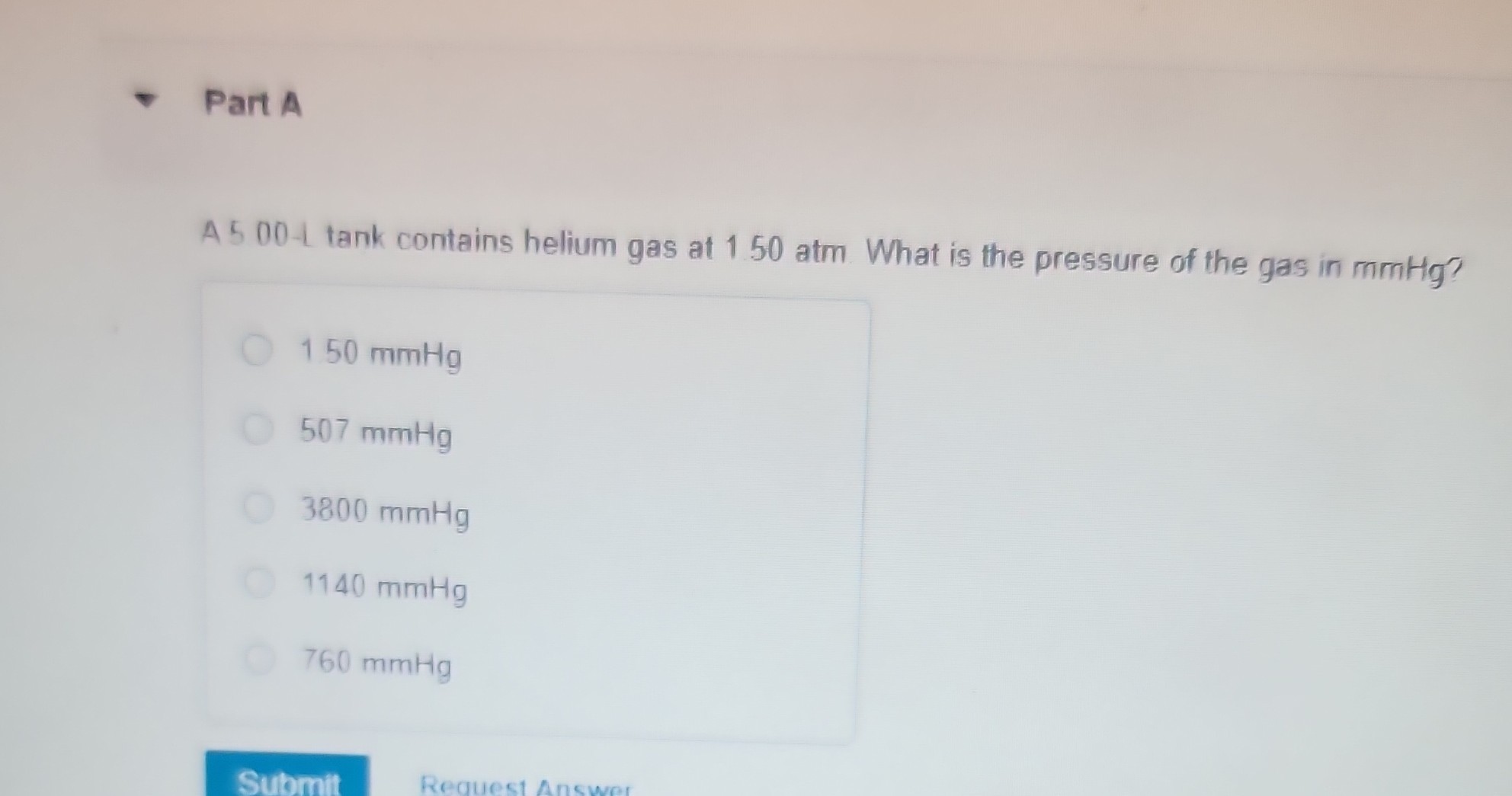 Part A A 500t tank contains helium gas at 150 atm. What is the
