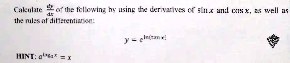 Calculate (dy)/(dx) of the following by using the...