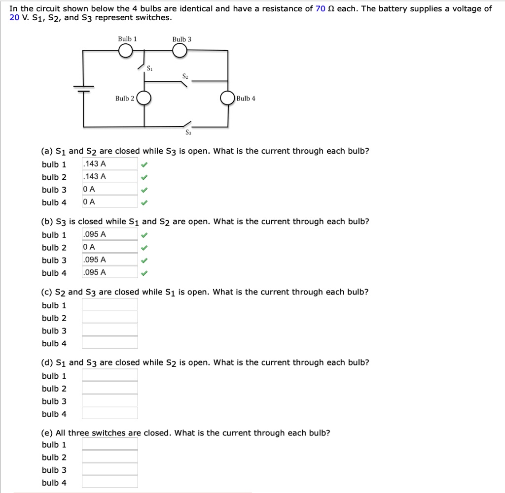 in the circuit shown below the bulbs are identical and have resistance ...