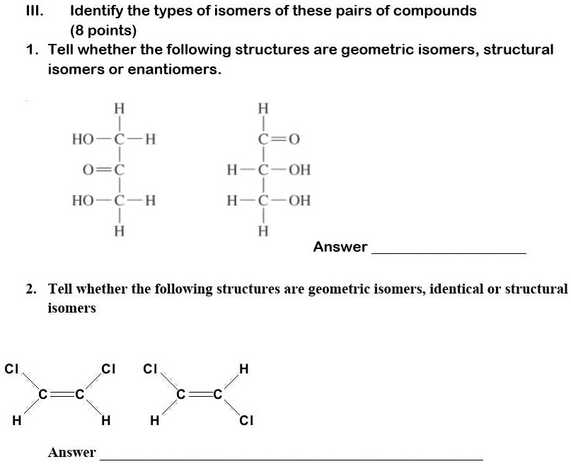 SOLVEDII_ Identify the types of isomers of these pairs of compounds (8 points) Tell whether the