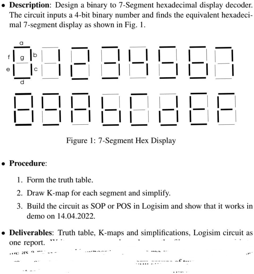 SOLVED: Description: Design A Binary To 7-Segment Hexadecimal Display ...