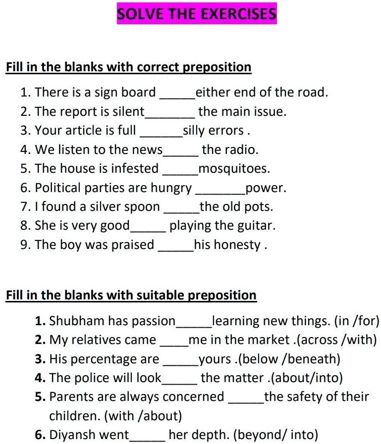 Download choose the appropriate prepositions from in, out, under, and on to  fill the blank worksheets