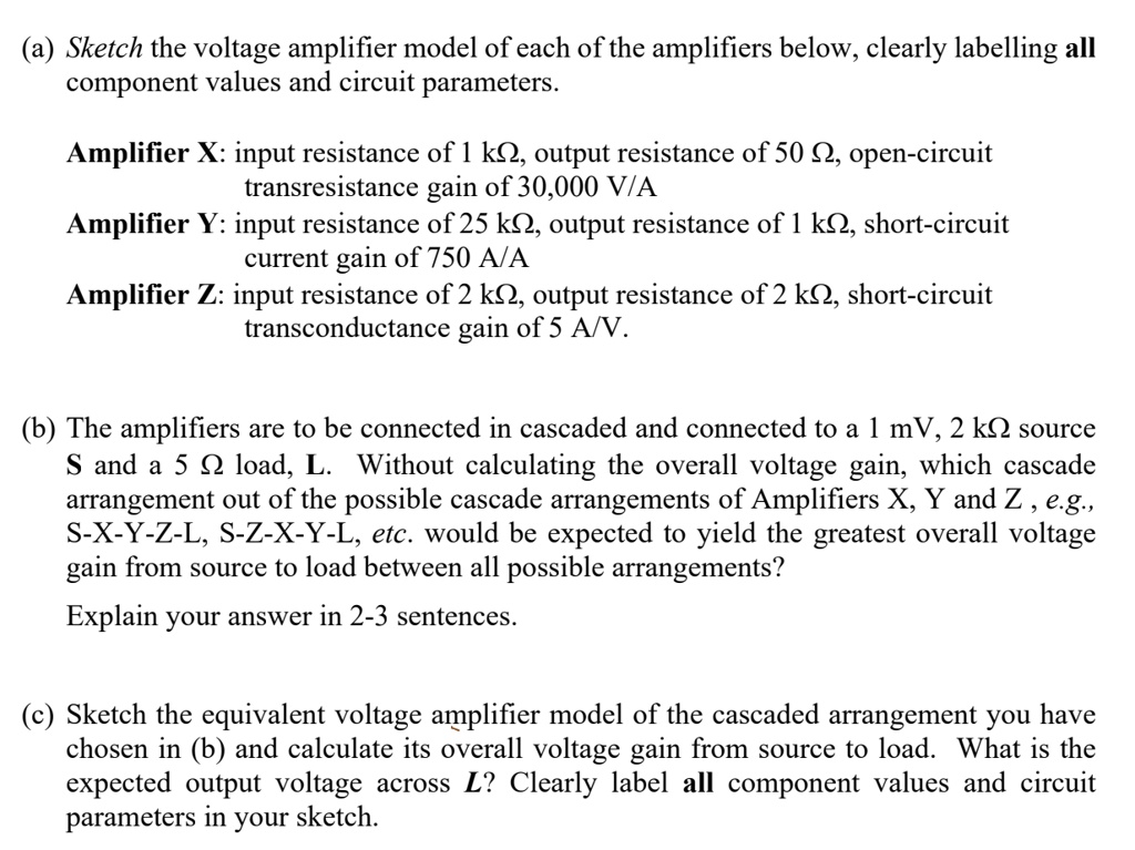 SOLVED (a) Sketch the voltage amplifier model of each of the
