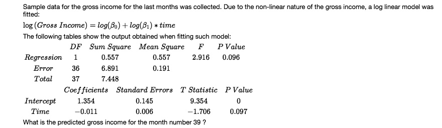sample data for the gross income for the last months was collected due ...
