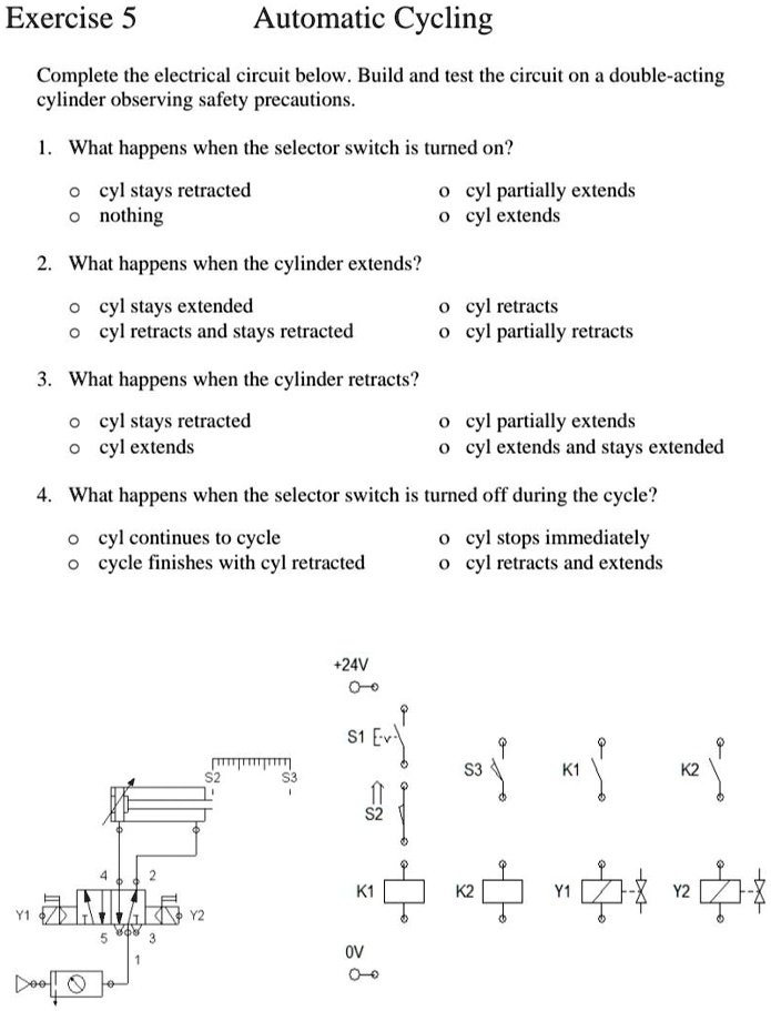 SOLVED: Exercise 5 Automatic Cycling Complete The Electrical Circuit ...