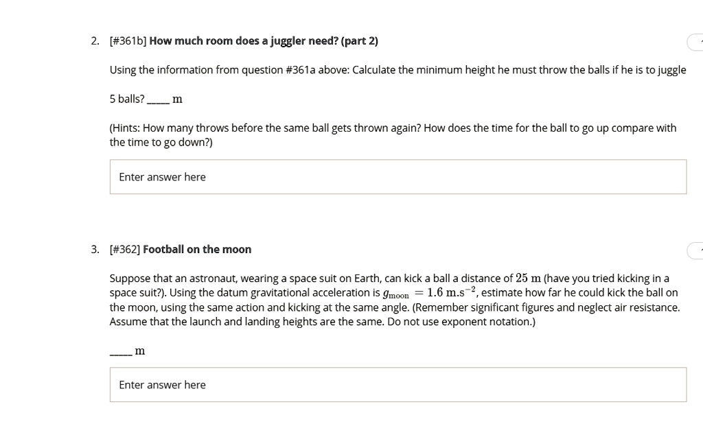 361b how much room does juggler need part 2 using the information from ...