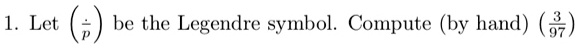 let be the legendre symbol compute by hand 65454