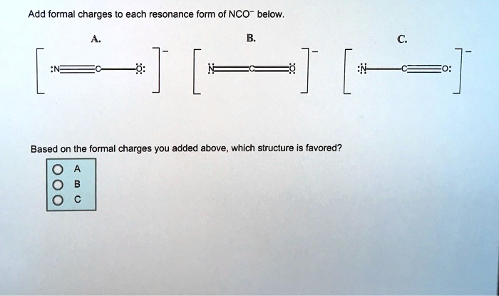 add formal charges to each resonance form of nco-