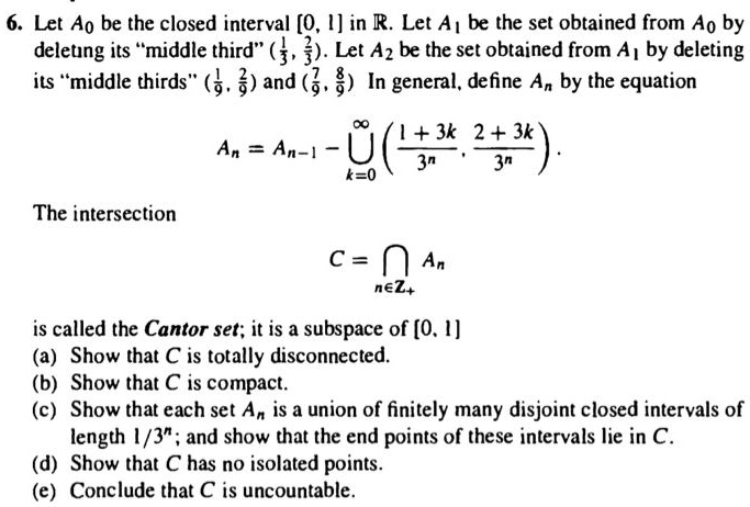 SOLVED Let A0 be the closed interval 0 1 in R. Let A1 be the