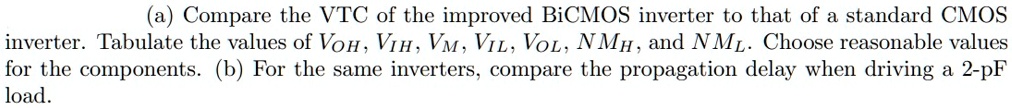 SOLVED: Draw the circuit for LTspice. (a) Compare the VTC of the ...