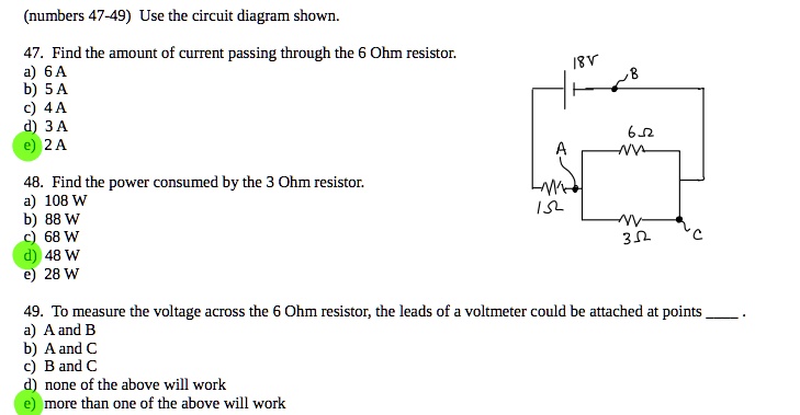 Solved Numbers 47 49 Use The Circuit Diagram Shown Find The Amount Of Current Passing Through 1796