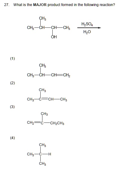 SOLVED: What is the MAJOR product formed the following reaction? HzSO4 ...