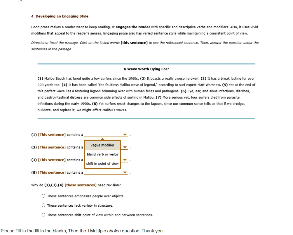 SOLVED: 4. Developing an Engaging Style Good prose makes the reader ...