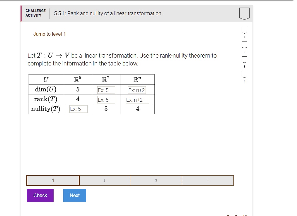challenge activity 551 rank and nullity of a linear transformation jump ...