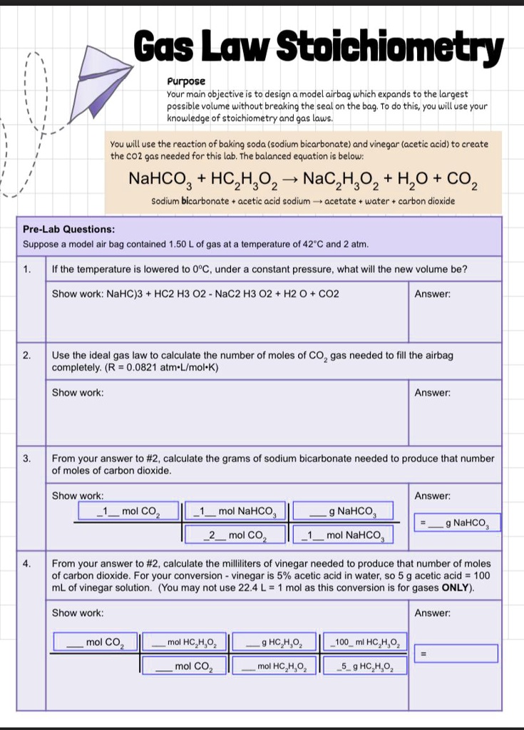 SOLVEDCas Law Stoichiomebry Purpose Your main objective is to design