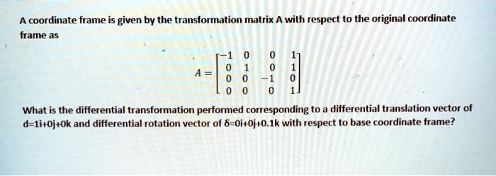 SOLVED: A coordinate frame is given by the transformation matrix with ...