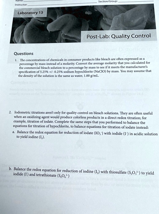 SOLVED Section in Gious [nsorctors Laboratory 13 PostLab Quality