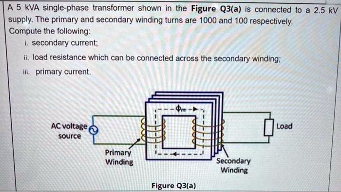 SOLVED: A 5 kVA single-phase transformer shown in Figure Q3(a) is ...