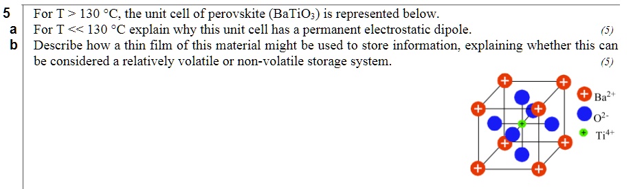 for t 130 c the unit cell of perovskite batio3 is represented below for ...