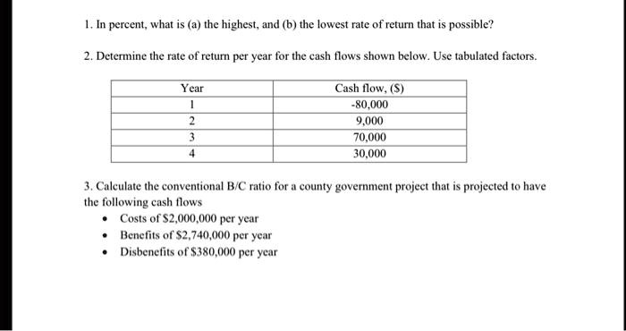 SOLVED: 1. In percent, what is (a) the highest, and (b) the lowest rate ...