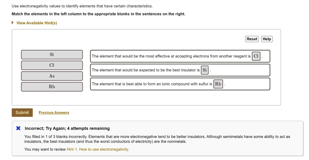 SOLVED Use electronegativity values to identify elements that have