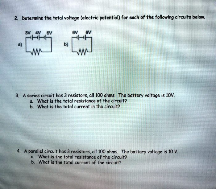 Determine the total voltage (electric potential) for each of the