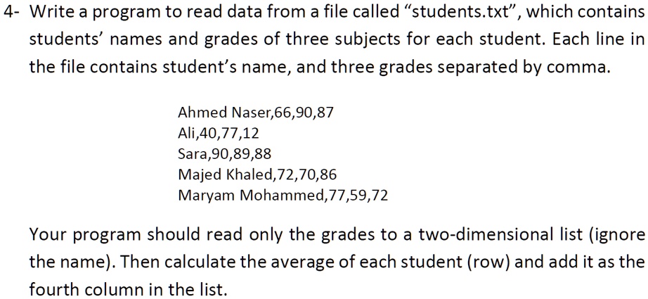 4- Write a program to read data from a file called...