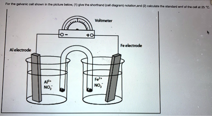 For the galvanic cell shown in the picture below, (1) give the ...
