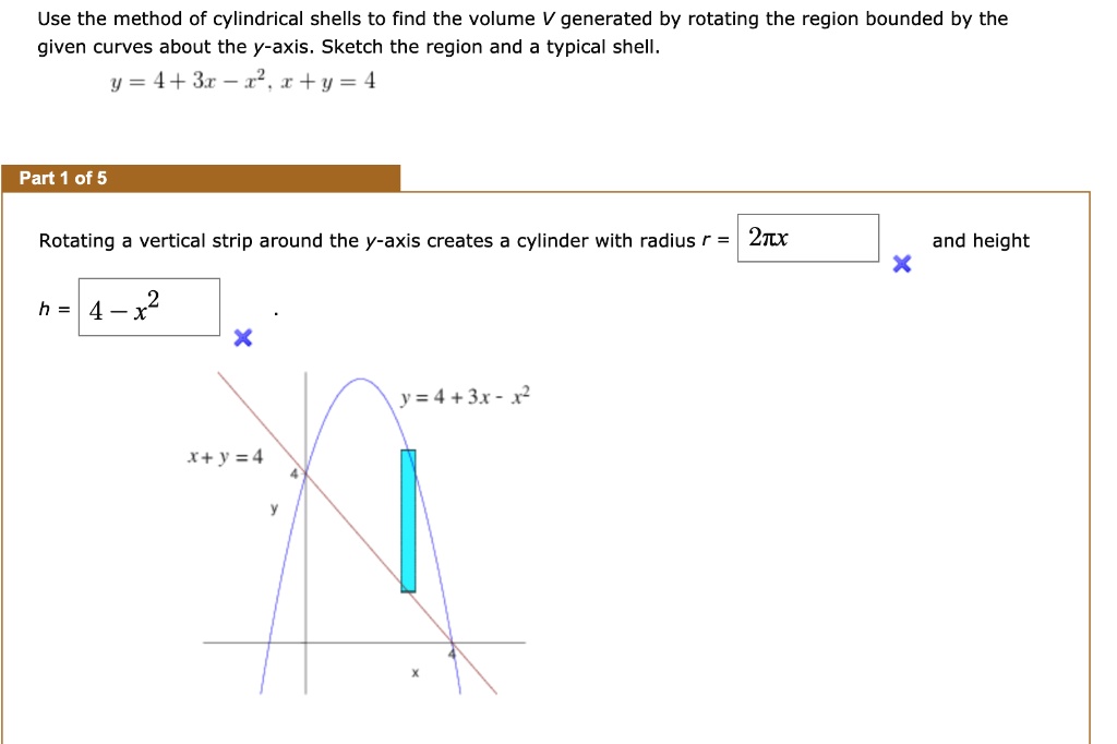 SOLVED Use the method of cylindrical shells to find the volume V