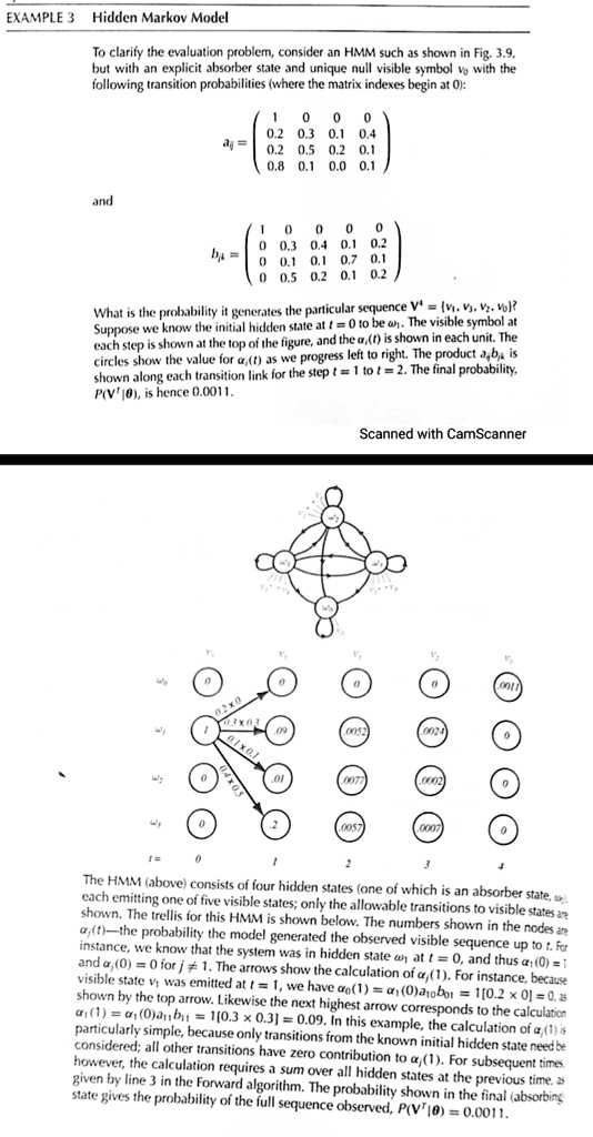 SOLVED: EXAMPLE: Hidden Markov Model To clarify the evaluation problem ...