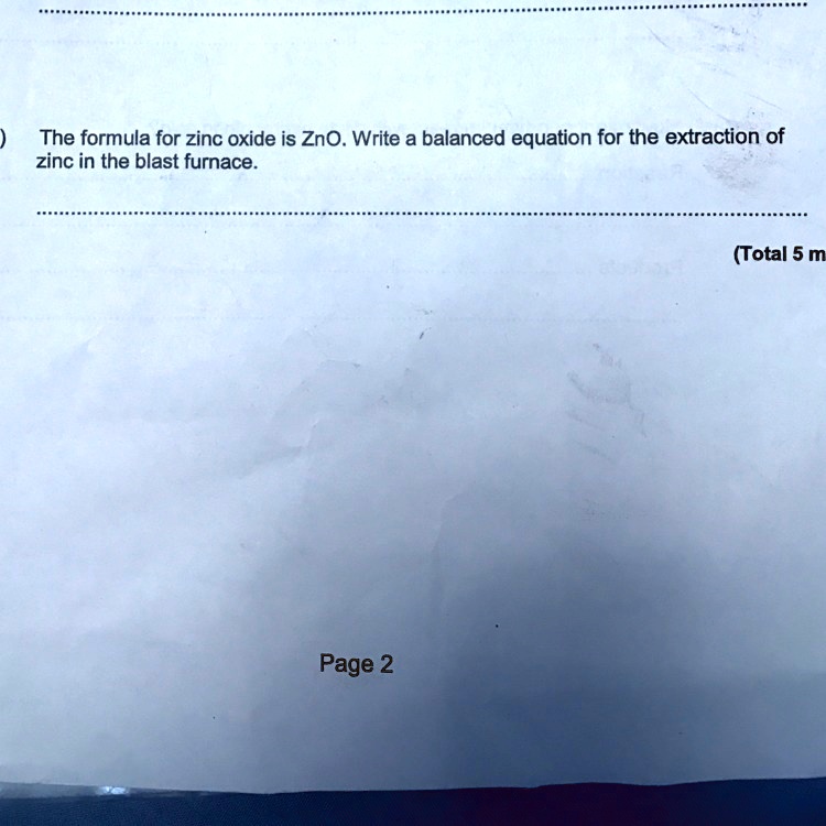 SOLVED 'Anyone help please??? The formula for zinc oxide is ZnO. Write